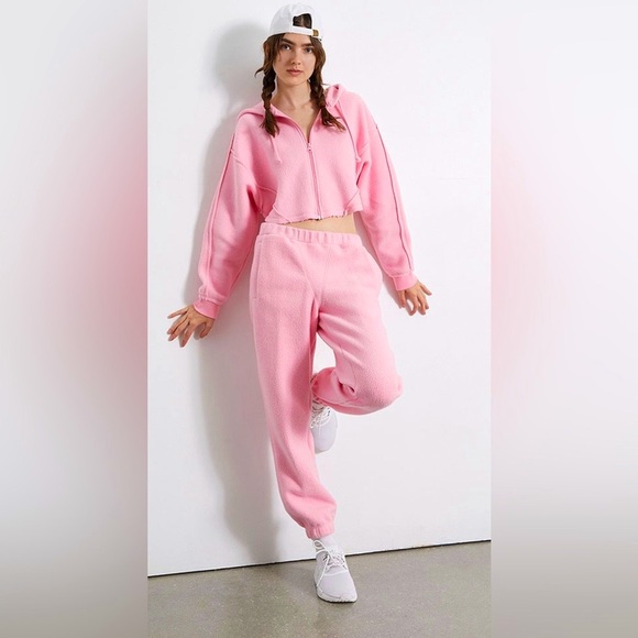 Women’s Adidas Cropped Fleece Hooded Jacket - Picture 6 of 13